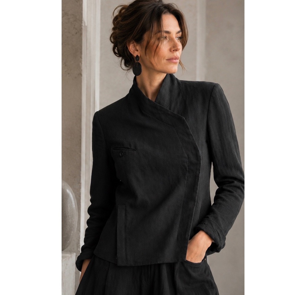 Lost & Found Ria Dunn Jacket Womens S Black Avant-Garde Asymmetric Cotton Linen